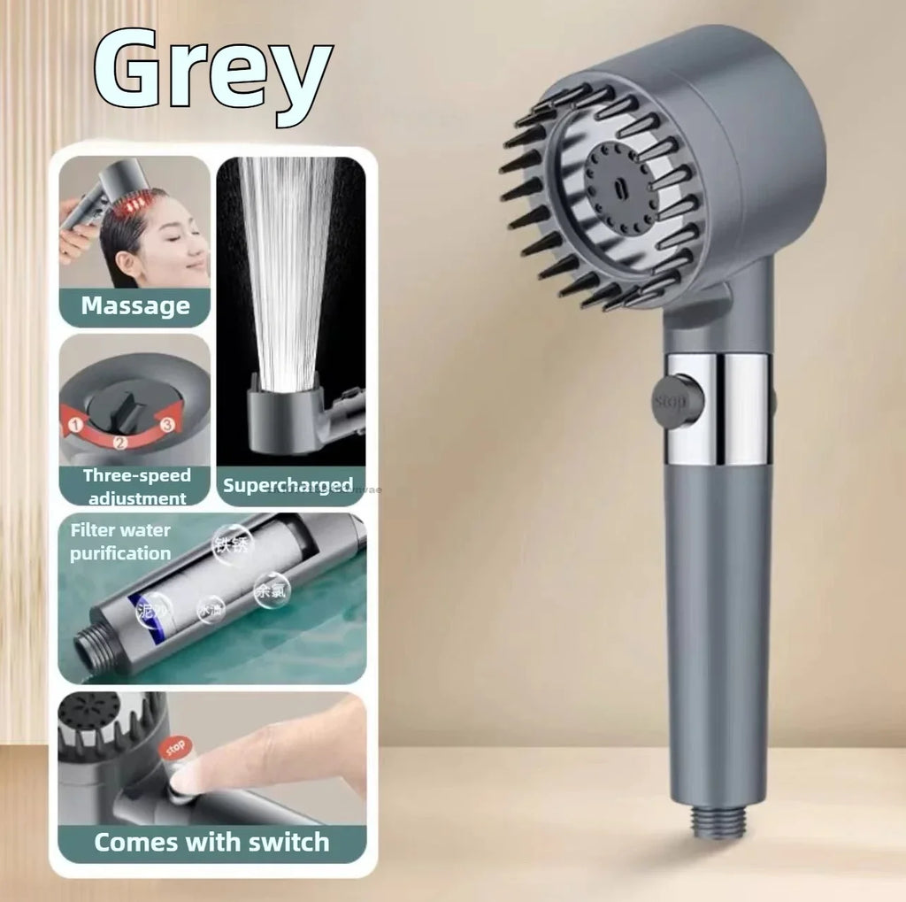 High Pressure Filtered Shower Head – 3-Mode & Water Stop Button