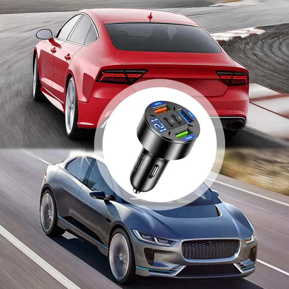 250W 5 Ports Car Charger Fast Charging 2PD QC3 0 3USB C Phone Adapter