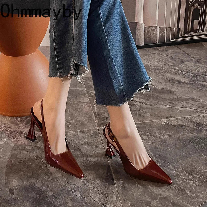 Women's Pointed Toe High Heel Slingback Sandals | Elegant
