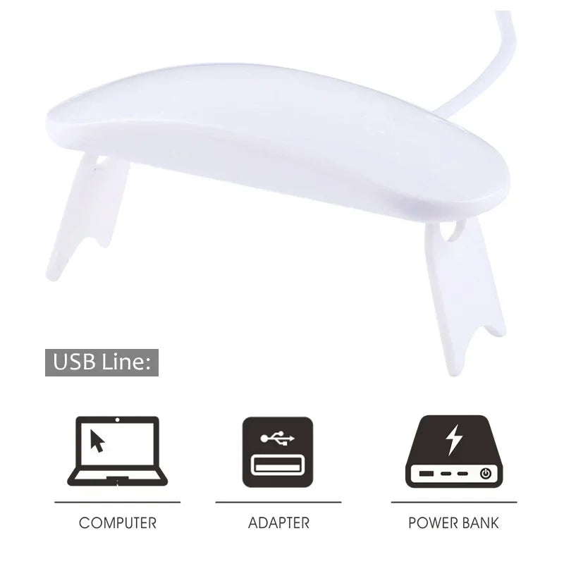 Mini 6W LED UV Nail Lamp Gel Curing Dryer USB 2-Pack