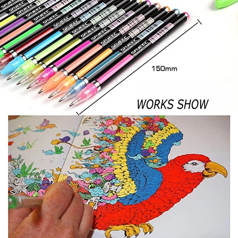 Metallic Glitter Gel Pens 12/18/24 Pc Set with Refills | Art Markers