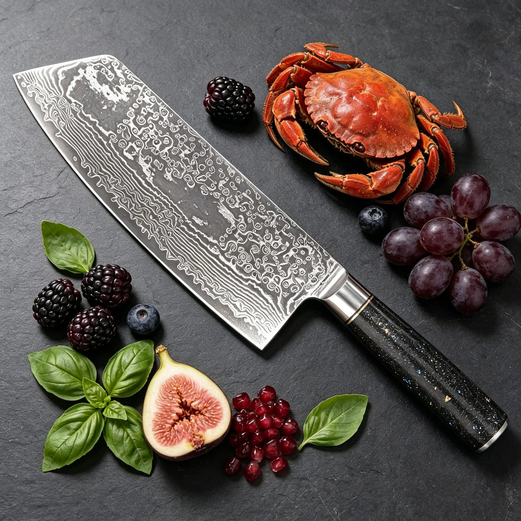 67-Layer Damascus Steel Cleaver – Multi-Purpose Kitchen Knife