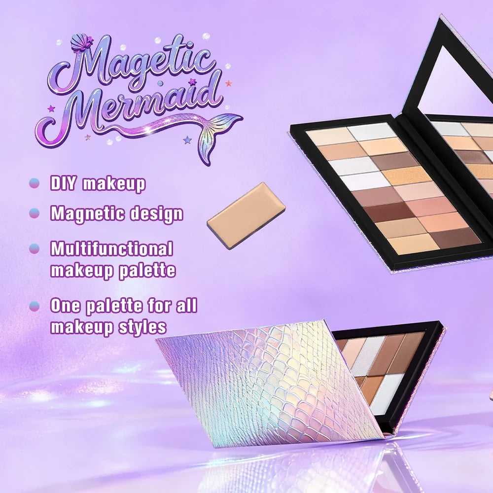 Lakerain Magnetic Mermaid DIY Eyeshadow Palette – 16 Shades
