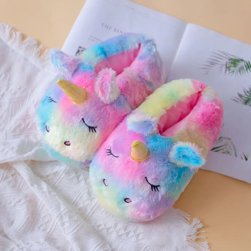 Cute Animal Fluffy Slippers – Women's Winter Cartoon Fur Slides