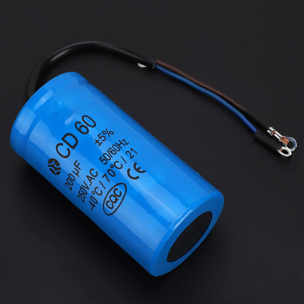CD60 Capacitor Run Wire AC 200uF 50 60Hz Motor Air Compressor