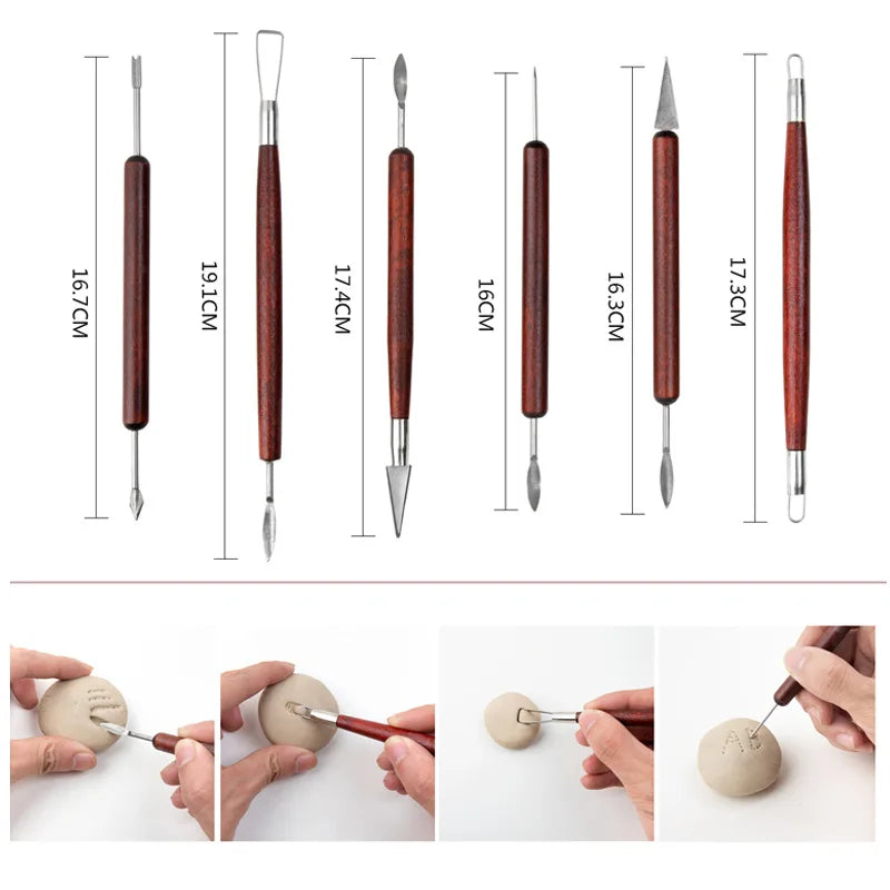 Bview Art 6-Piece Pottery Tools Clay Sculpture Carving Knife Figurine