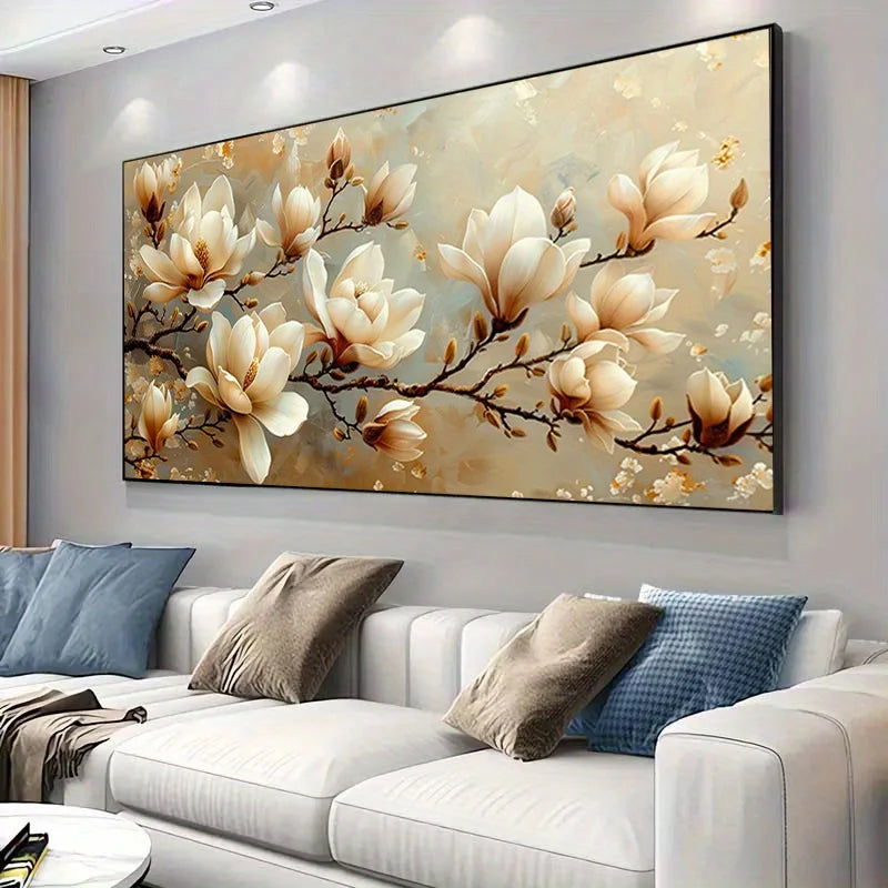 Magnolia Flowers Canvas Wall Art | Modern Floral Poster Unframed