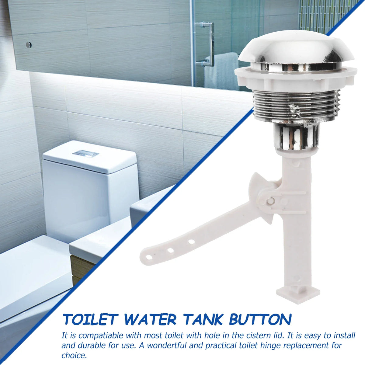 Push Button Toilet Flush Kits Rods Round Valve Seat Water Tank Home
