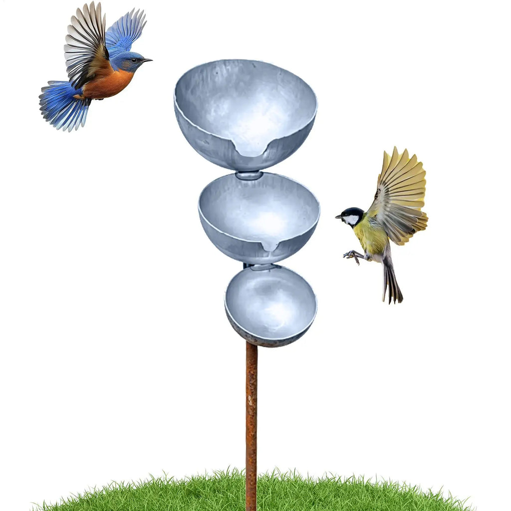 Vintage Iron Bird Bath & Bee Watering Station | Garden Stake
