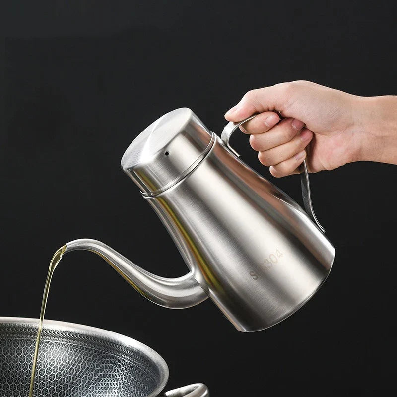 304 Stainless Steel Oil Dispenser Bottle – Large Kitchen Oil Pot