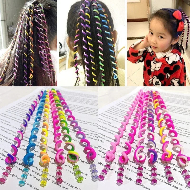 Rainbow Crystal Elastic Hair Bands for Girls – 6-Pack