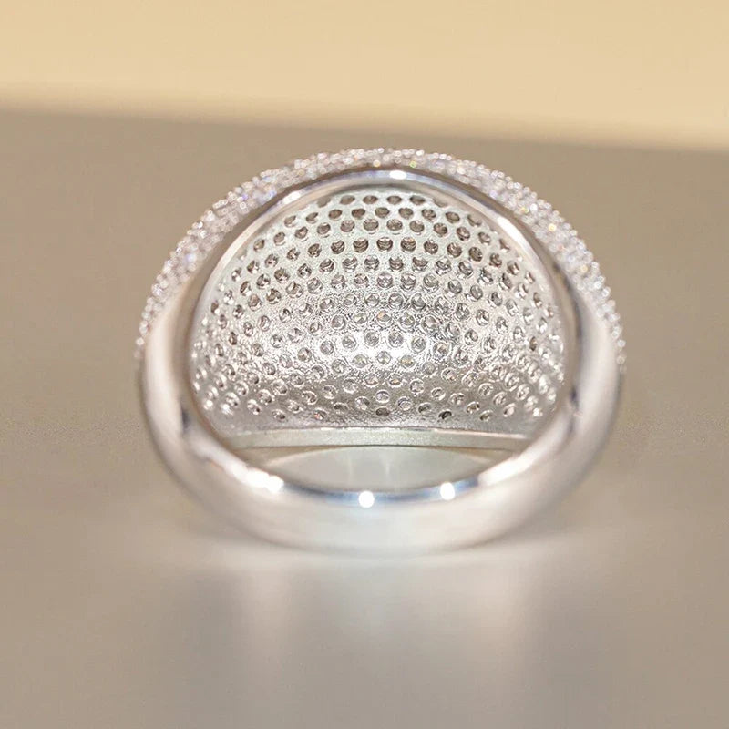 Huitan Cubic Zirconia Pave Wedding Ring for Women | CZ Band