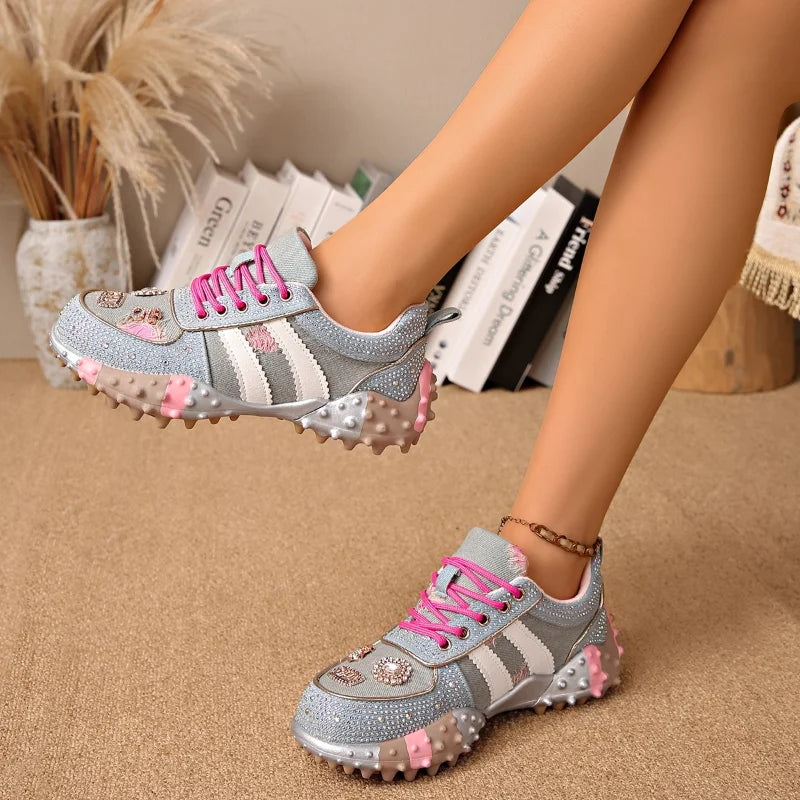 UXST Women's Rhinestone Platform Sneakers – Vulcanized Casual