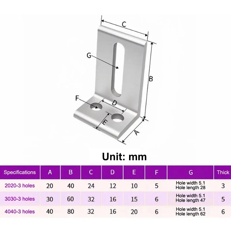 1 Aluminum Profile Frame Support Brackets Layer Plate Outer Side