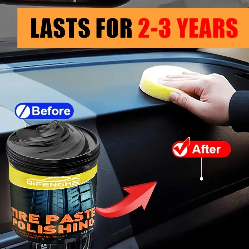 Tire Polishing Paste & Blackening Cream with Sponge | Car Care
