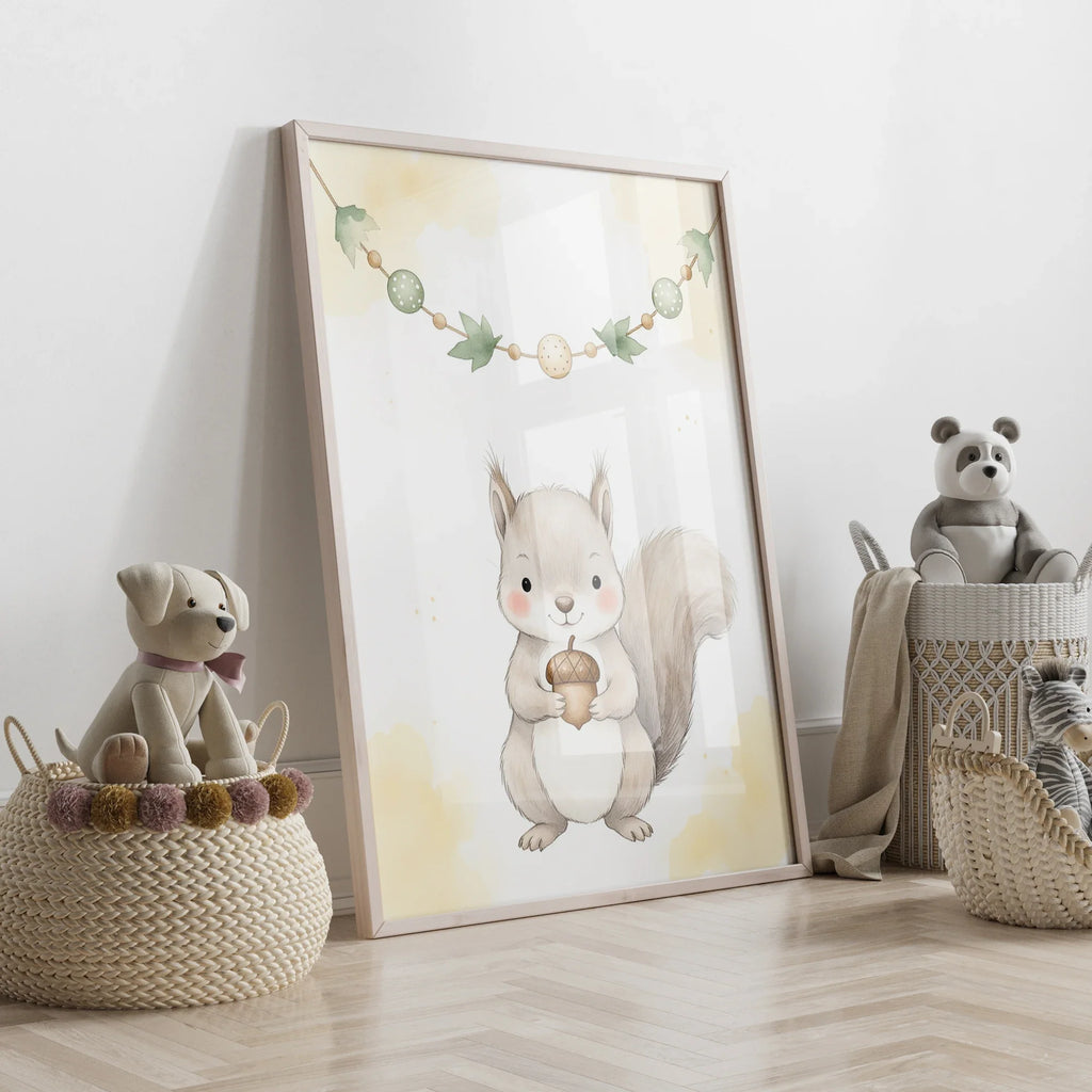 3-Piece Cartoon Rabbit Deer Squirrel Canvas Wall Art Poster