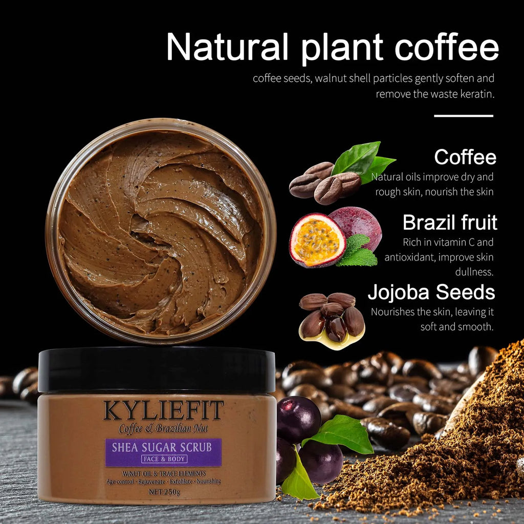 AILKE Coffee & Shea Sugar Scrub – Exfoliate & Brighten Skin