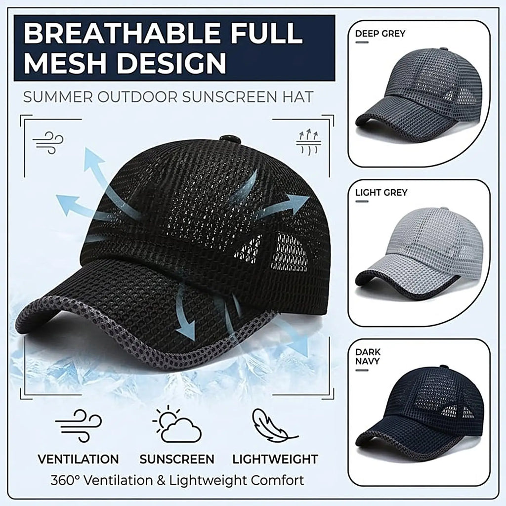 Mesh Baseball Cap – Breathable Unisex Dad Hat for Outdoors