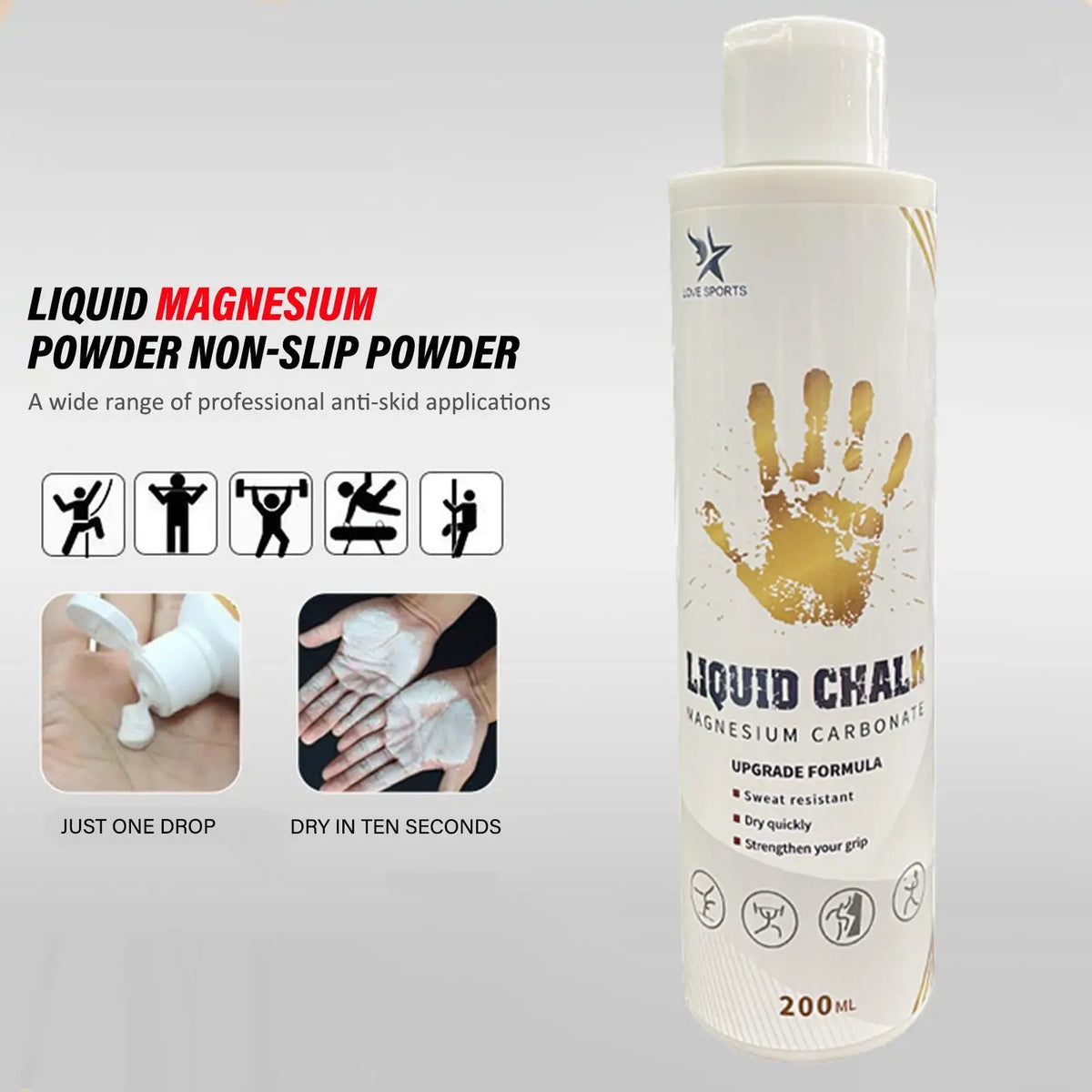 Liquid Chalk Gym Grip 50/100/200ml | Magnesium Powder