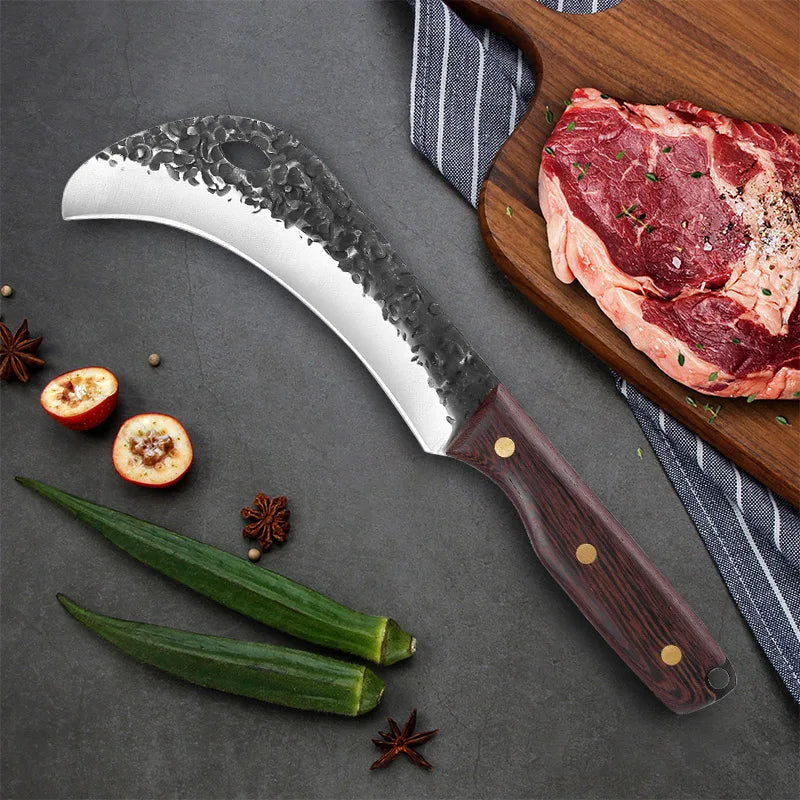 Hand Forged Stainless Steel Kitchen Knife – Wood Handle