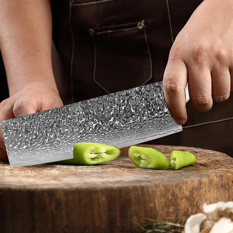 Damascus Steel Cleaver Knife – Handmade Forged Kitchen Chopper
