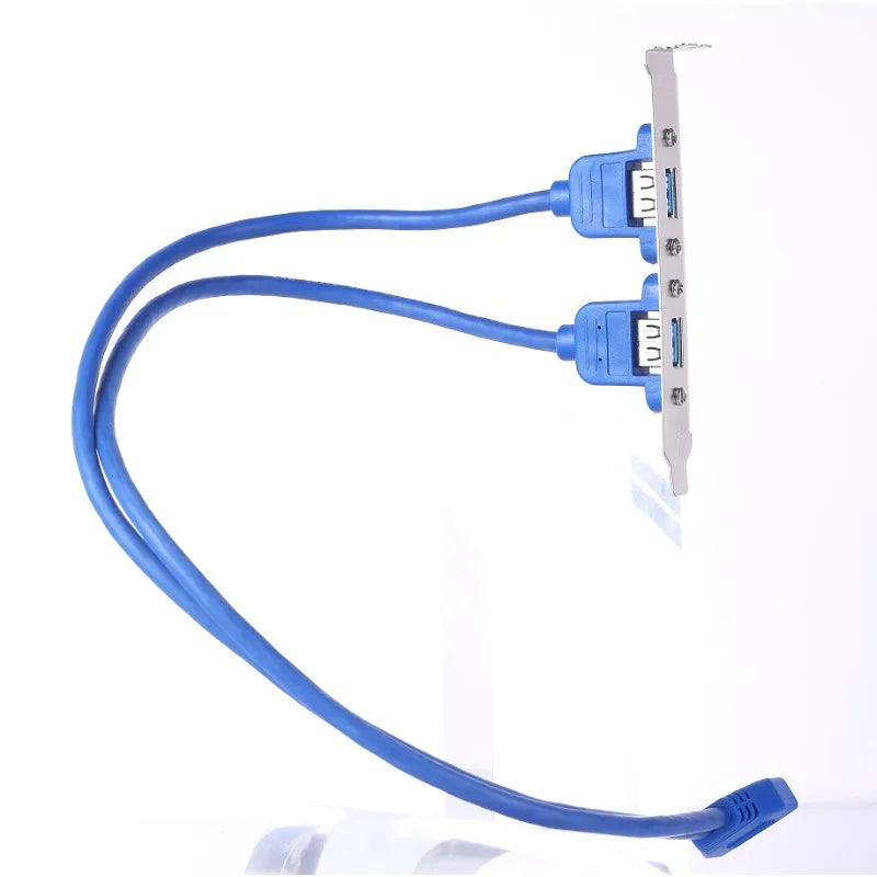 20-Pin to Dual USB 3.0 Rear Panel Bracket Adapter Cable 50cm