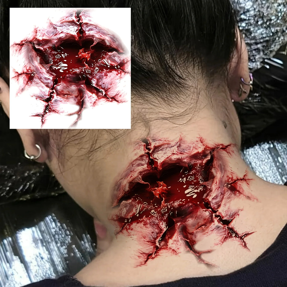 10 Fake Wound Temporary Tattoo Stickers – Halloween Body Art
