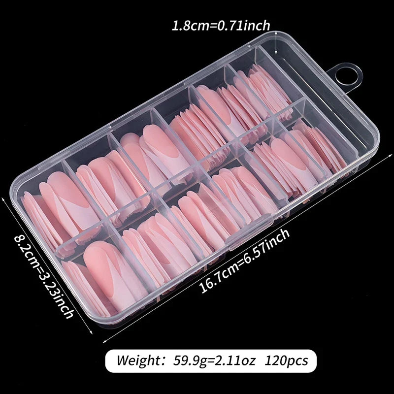120pc Nude Pink Matte French Press-On Nails | Extra Long Square