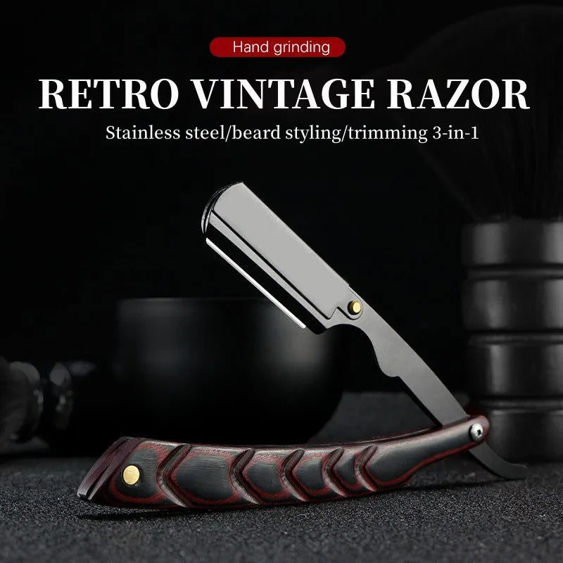 Men's Straight Edge Folding Razor – Stainless Steel Barber Shaver
