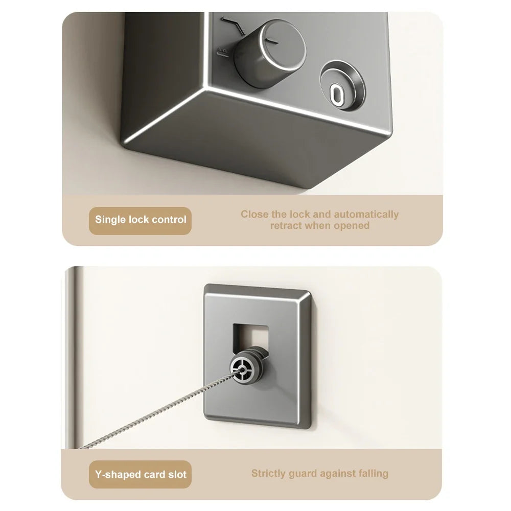 Space-saving Retractable Clothesline Stainless Steel Pull-out Clothes