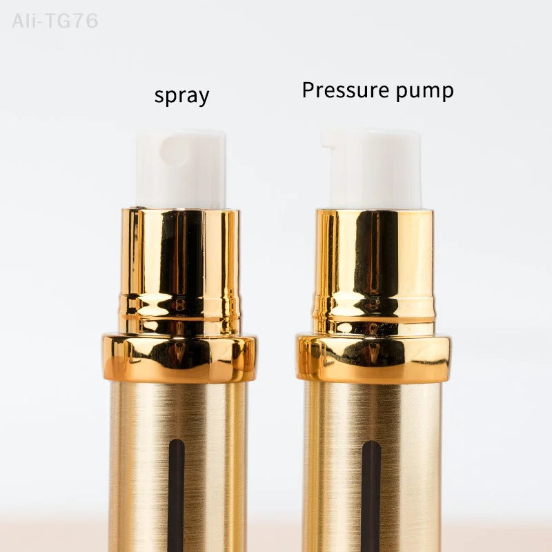 Refillable Airless Vacuum Pump Bottle 10ml 15ml 20ml | Gold Silver