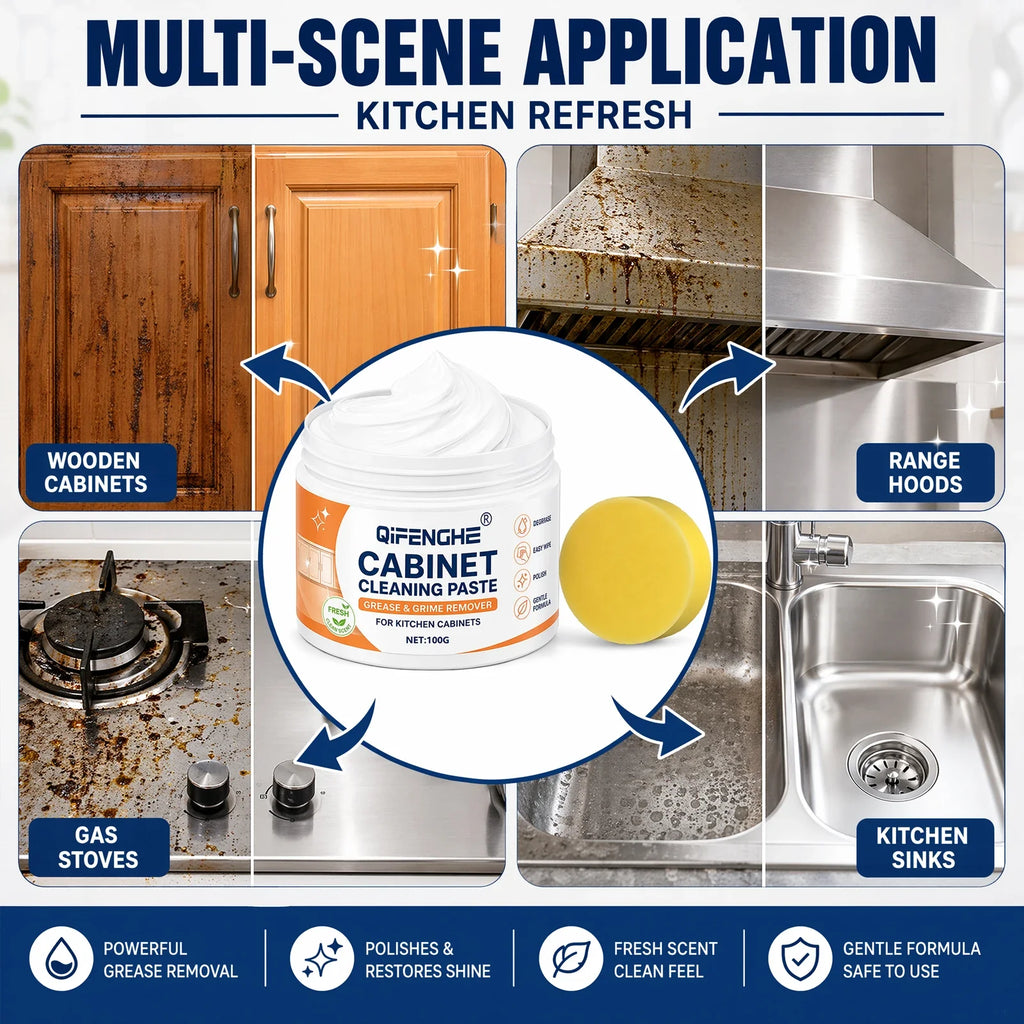 Kitchen Cabinet Cleaner – Grease & Oil Stain Remover for Wood