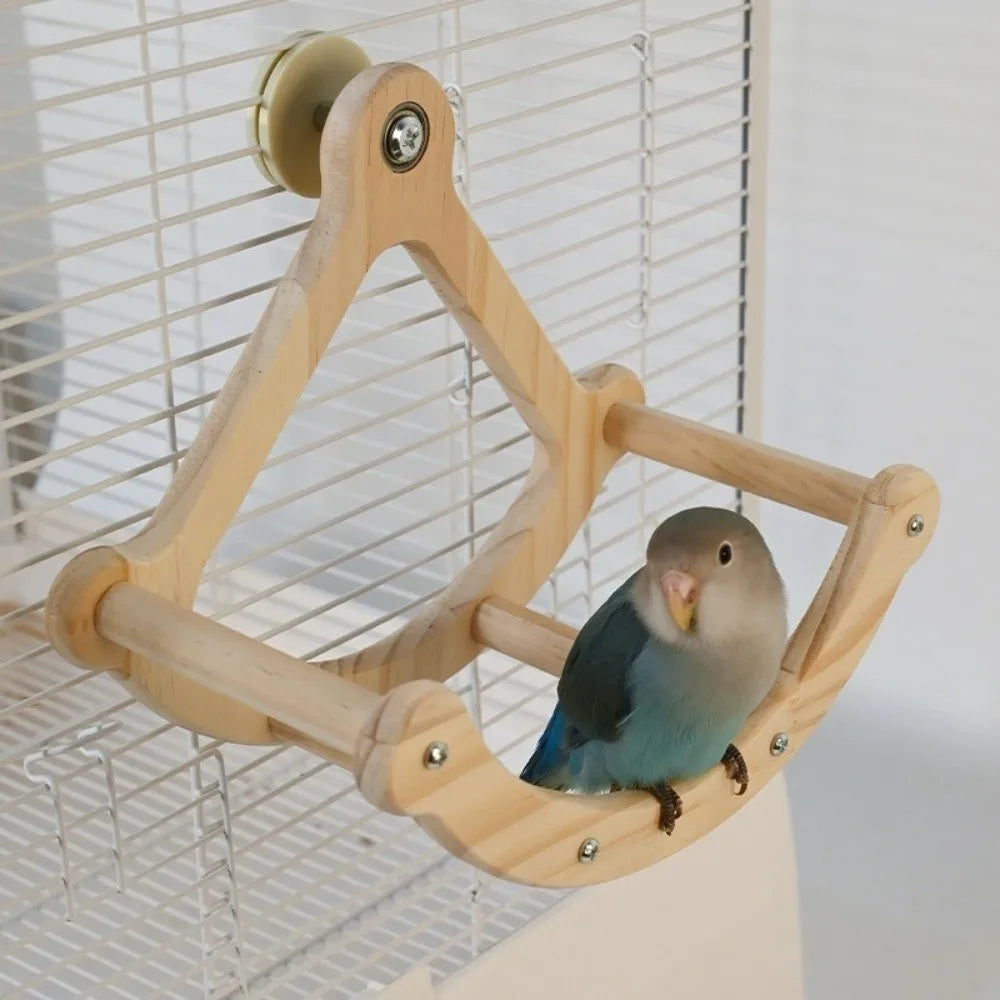 Wooden Bird Swing Toy – Rocking Perch for Parrots & Parakeets