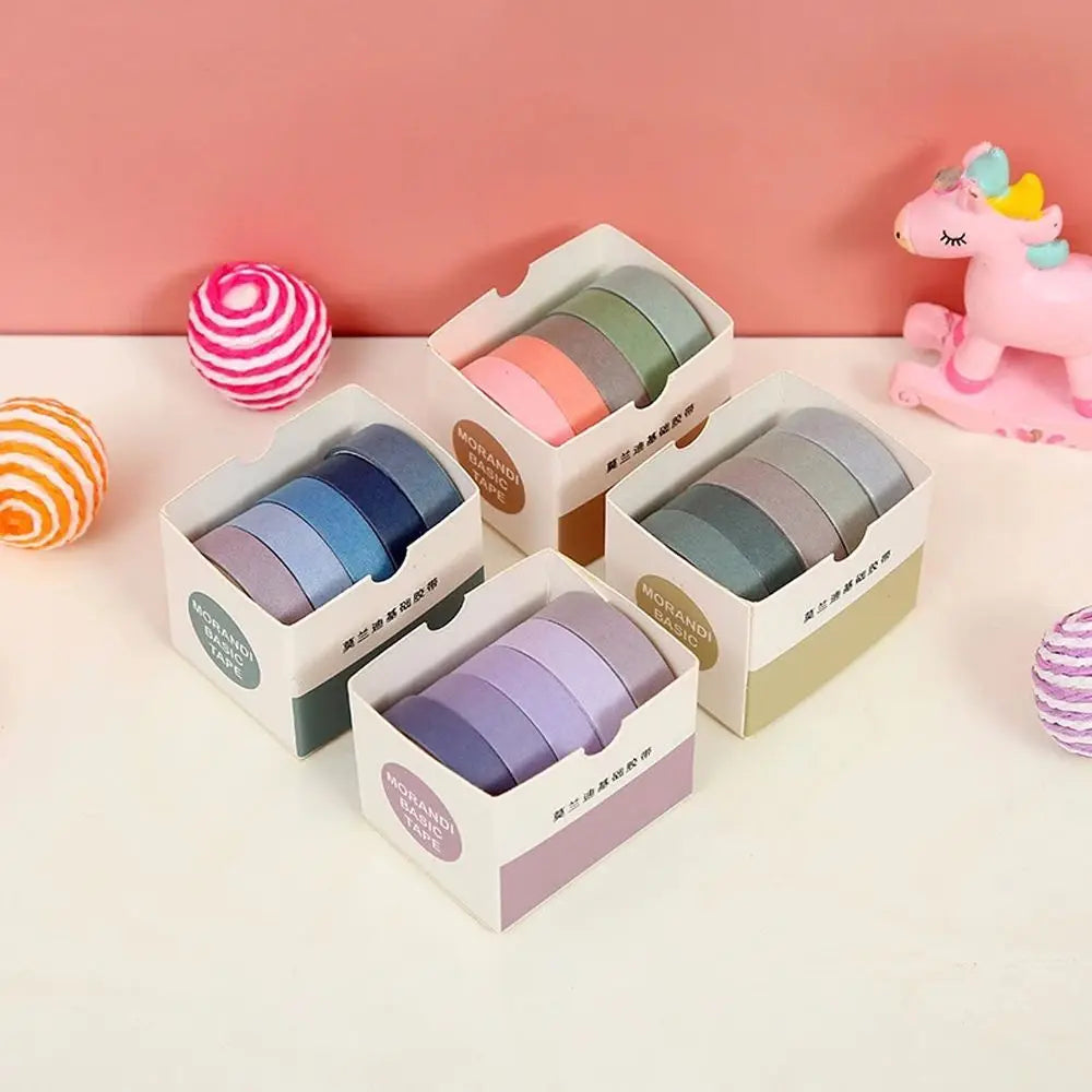 Solid Color Decorative Masking Tape Set – 5 Rolls Scrapbooking