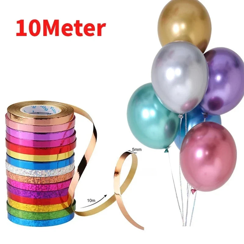 10Meter Rolls Balloon Ribbon Party Birthday Wedding Accessorie Laser