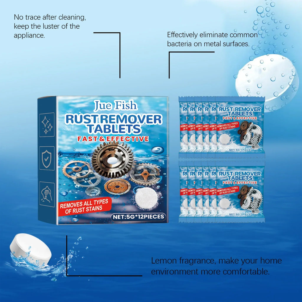 Rust Remover Effervescent Tablets | Metal Cleaning 12 Pack