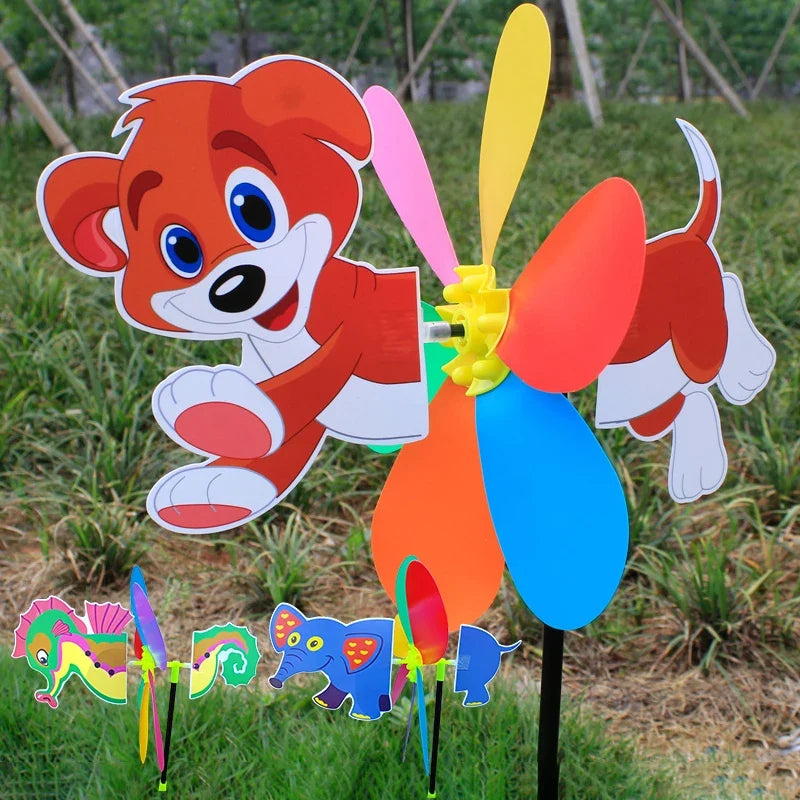 3D Colorful Animal Cartoon Windmill Toy – Kids DIY Decoration