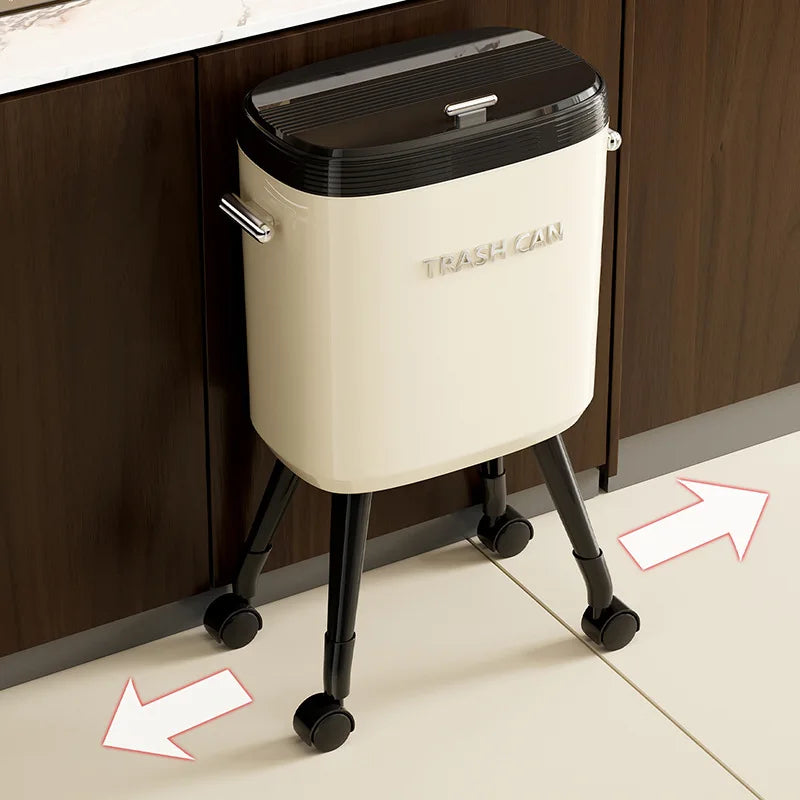 Large Kitchen Trash Can with Wheels & Lid | Tall Pedestal