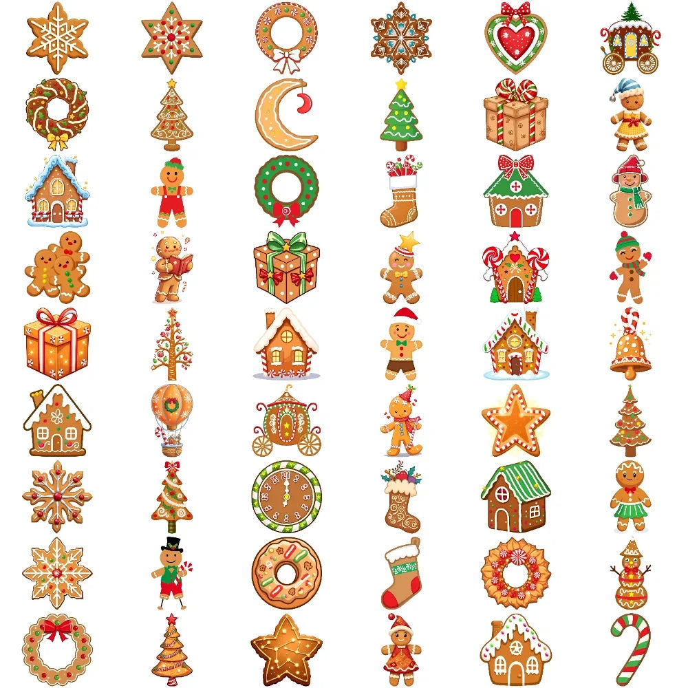 54pcs Christmas Temporary Tattoos – Candy Cane & Gingerbread Man