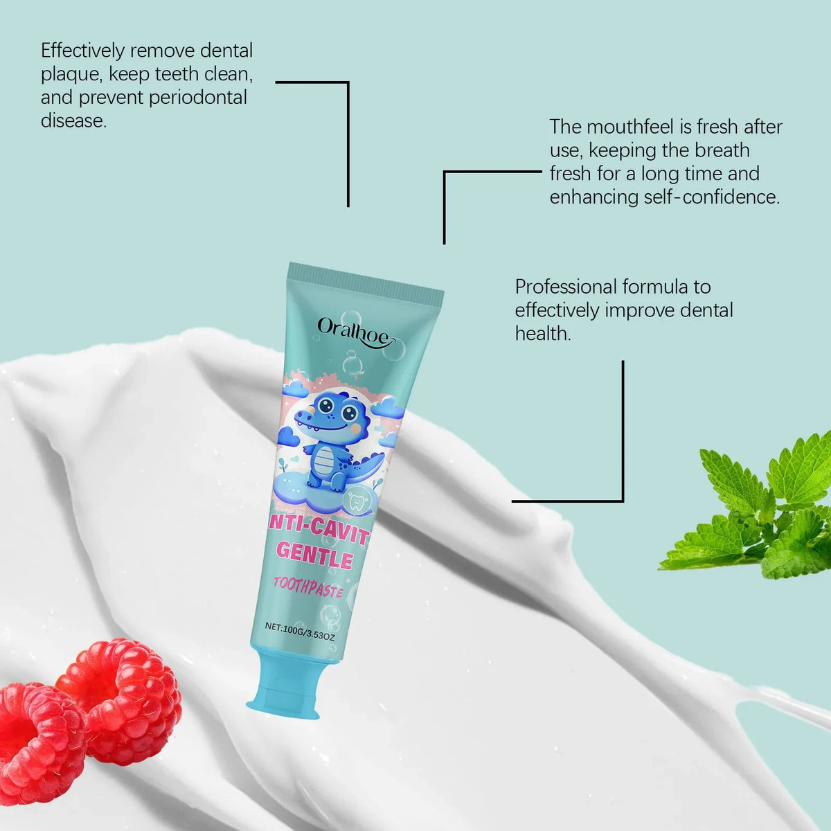 ORALHOE Kids Mint Toothpaste – Fresh Breath & Cavity Defense 100g
