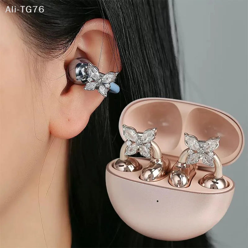 Butterfly Rhinestone Earbud Charms | Open Ear Earphone Clips