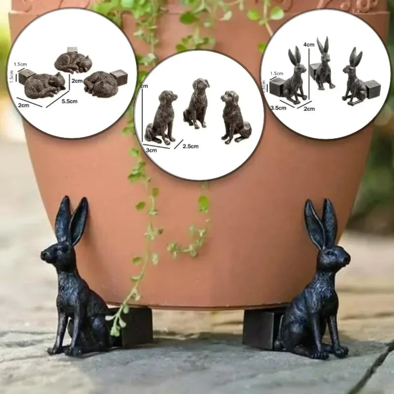 Animal Flowerpot Support Frame Dog Cat Rabbit Shaped Plant Pot Foot