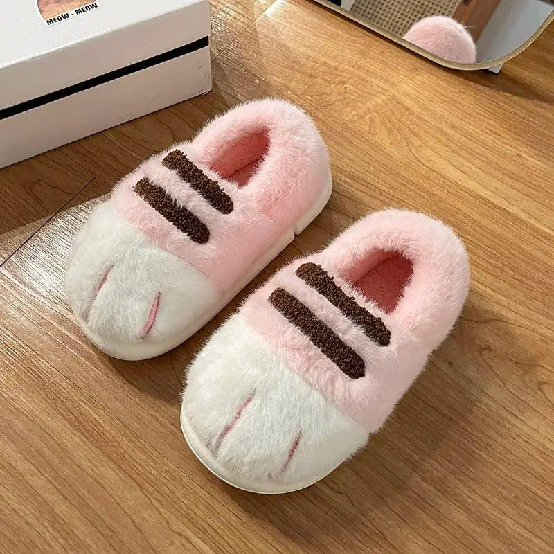 3D Cat Paw Slippers – Faux Fur Mule Clogs for Women & Men