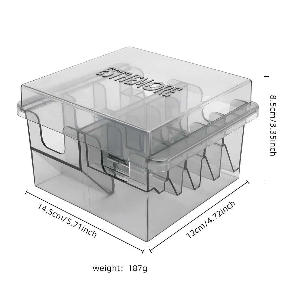 8-Grid Clipper Comb Storage Box | Transparent Salon Organizer