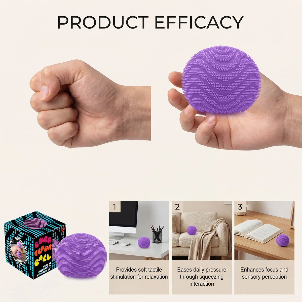 Nee Doh Fuzz Ball Squeeze Sensory Fidget Toy | Calming Ball