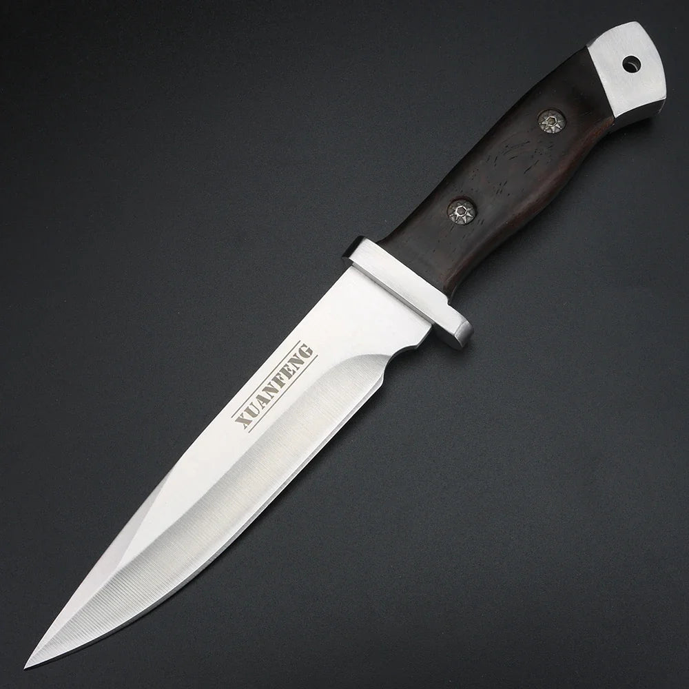 XUAN FENG D2 Steel Knife – Wood Handle BBQ & Outdoor Blade