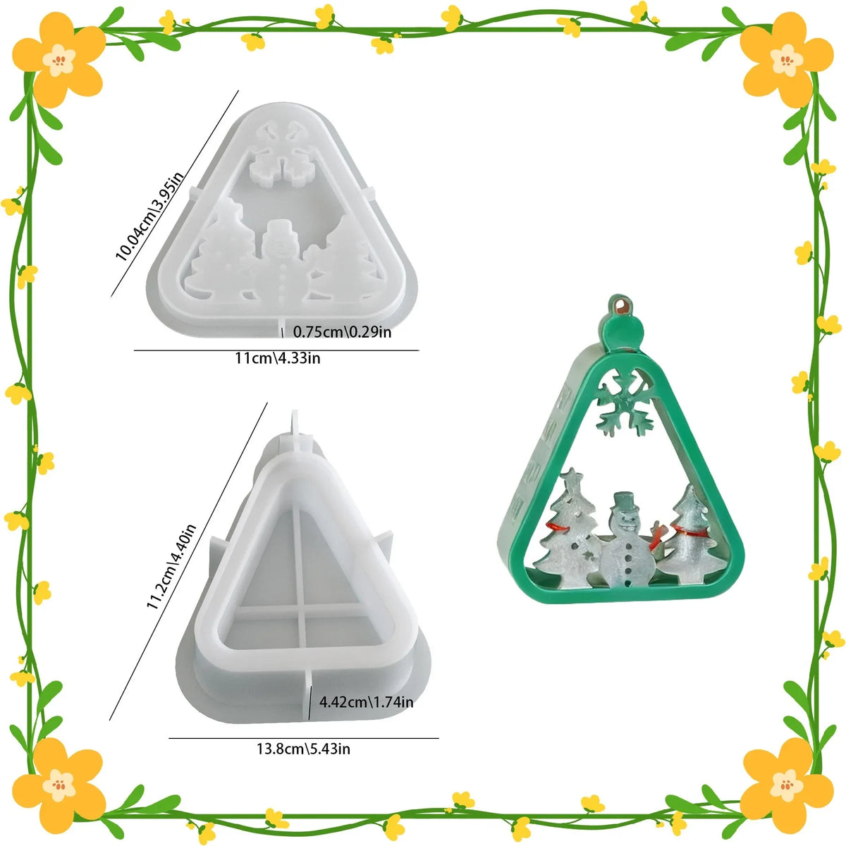 Christmas Triangle Candlestick Silicone Mold Santa Claus Snowman Tree