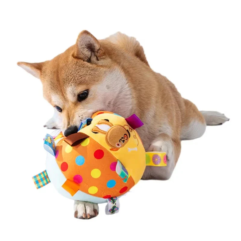 Interactive Plush Dog Toy Ball with Bells – Chew & Fetch Toy