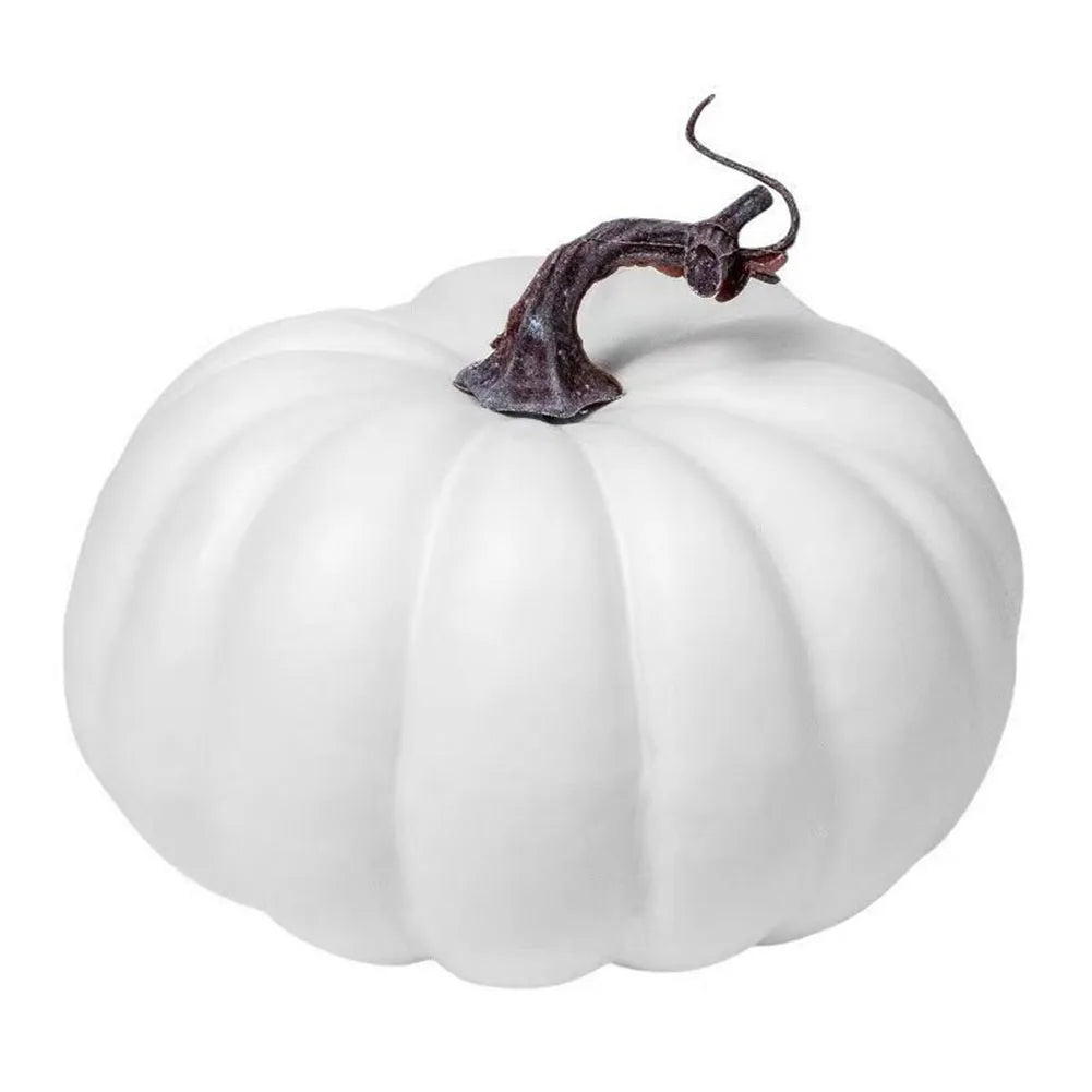 Artificial Decorative Pumpkins 17cm – Orange & White Fall Decor