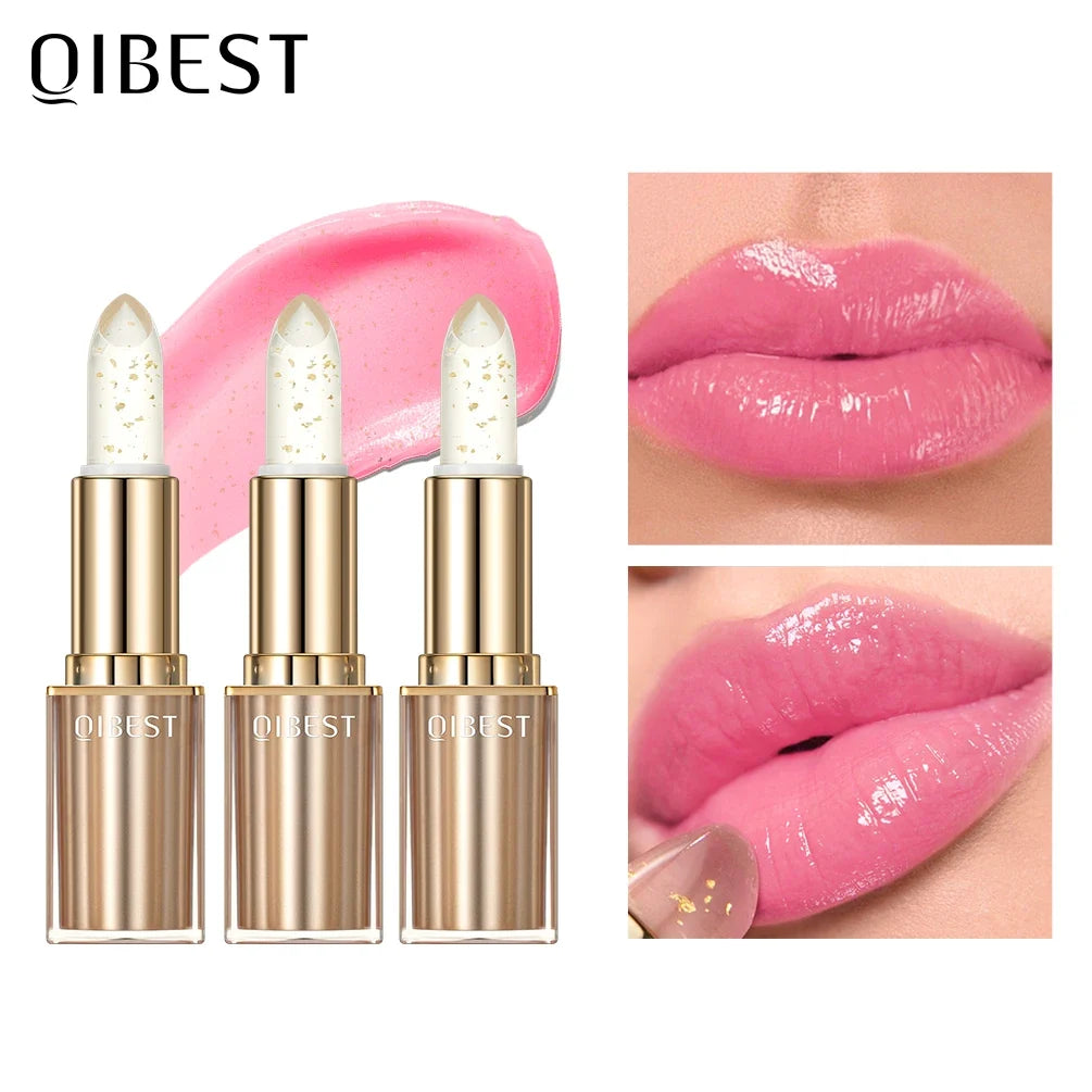 QiBest 3-Pack Glitter Color-Changing Lip Tint & Moisturizing Lipstick